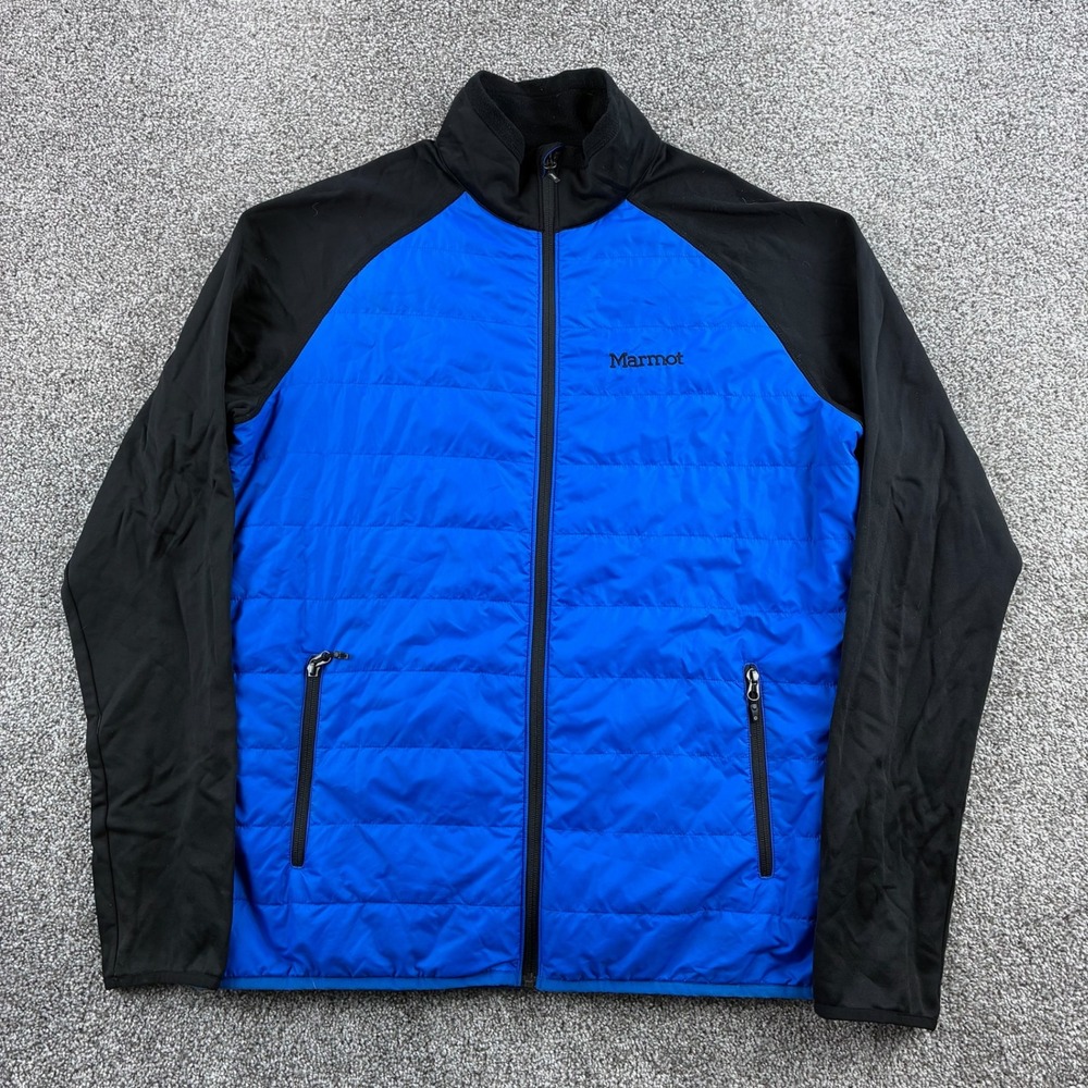 Marmot Variant Hybrid Jacket Mens Large Blue Black Insulated Puffer Outdoor